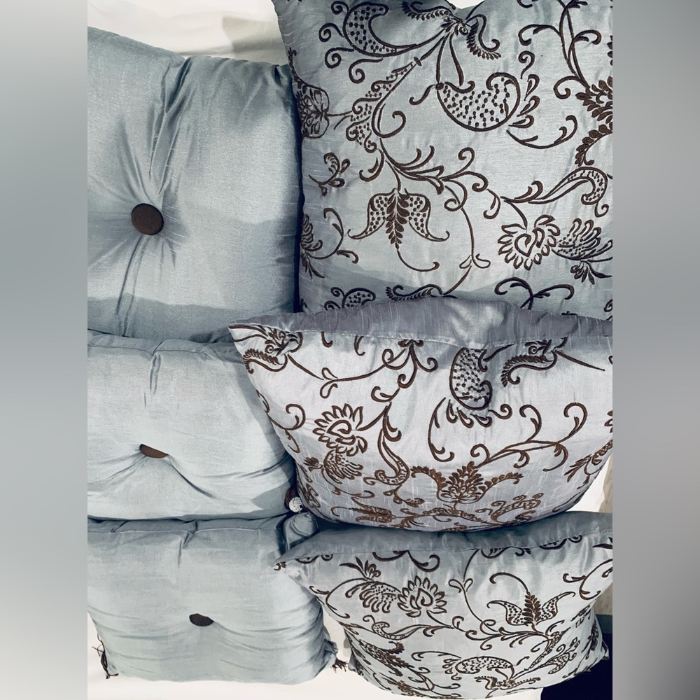 Silk Embroidered Pillows, Feather and Poly Filled - Picture 2 of 13
